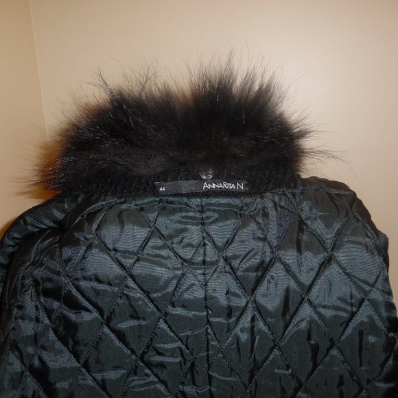 AnnaRita N Wool Real Fur Colar Wool Italy Black Buttoned Jacket Blaser Coat - Picture 6 of 16